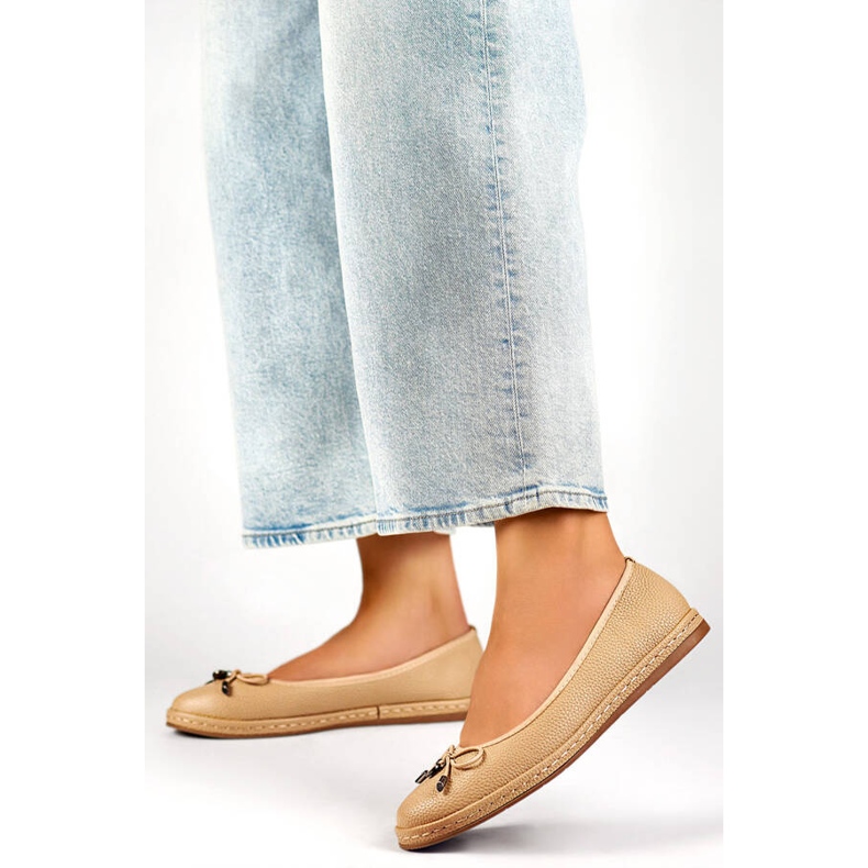 Cómodas bailarinas de mujer beige con lazo GD-XR392A-BE 2