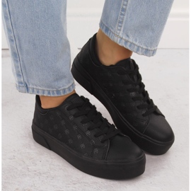Zapatillas de cuero ecológicas de mujeres Black Big Star RR274335 negro 6