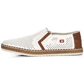 Zapatos de cuero a puentes para hombres, White Rieker B5297-80 blanco 3