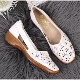 Rieker W RKR442B Zapatos piel calada blanco 20