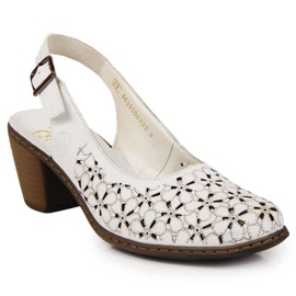 Sandalias piel calada Rieker W RKR531A blanco 17