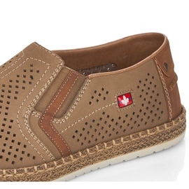 Zapatos de piel calados Rieker M RKR503A, beige 20