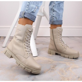 Botas cómodas de piel con aislamiento Rieker W RKR613, beige 8