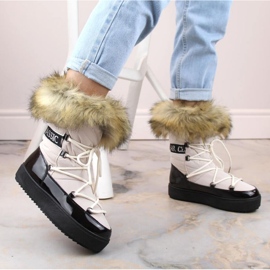 Vinceza W JAN262 botas de nieve con cordones beige y pelo 7