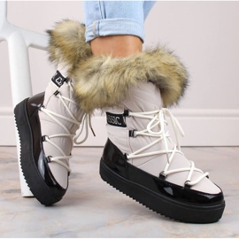 Vinceza W JAN262 botas de nieve con cordones beige y pelo 8