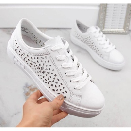 Zapatos cómodos de piel Rieker W RKR641 blanco 20