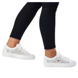 Zapatos cómodos de piel Rieker W RKR641 blanco 22