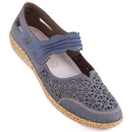 Rieker W RKR648 Zapatos calados piel azul 11