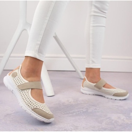 Zapatos cómodos calados Rieker W RKR575A, beige 20