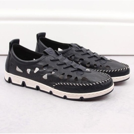Zapatos de piel calados Rieker W RKR652, azul marino 28
