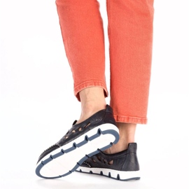 Zapatos de piel calados Rieker W RKR652, azul marino 30