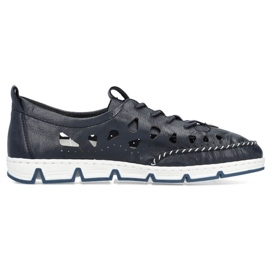 Zapatos de piel calados Rieker W RKR652, azul marino 32