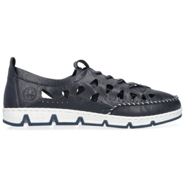 Zapatos de piel calados Rieker W RKR652, azul marino 34