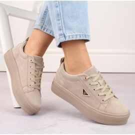 Zapatos de ante de piel con plataforma Filippo W PAW315C, beige 11