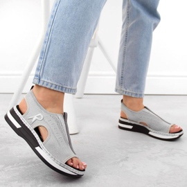Sandalias cómodas sin cordones Rieker W RKR686 metalizado 10