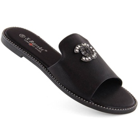 Cómodas chanclas con pedrería S.Barski W OLI258A, negro 9