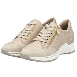 Zapatillas de deporte en una cuña rieker n4316 zlotys dorado 19