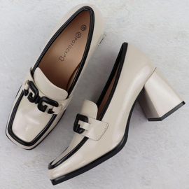 Zapatos pintados Potocki SZ12553 con un adorno beige 4