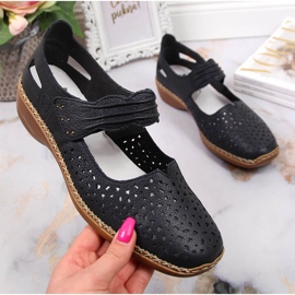 Zapatos mujer piel con velcro azul marino Rieker 41399-14 6