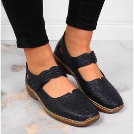 Zapatos mujer piel con velcro azul marino Rieker 41399-14 9