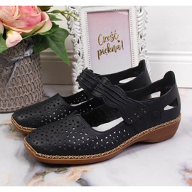 Zapatos mujer piel con velcro azul marino Rieker 41399-14 7