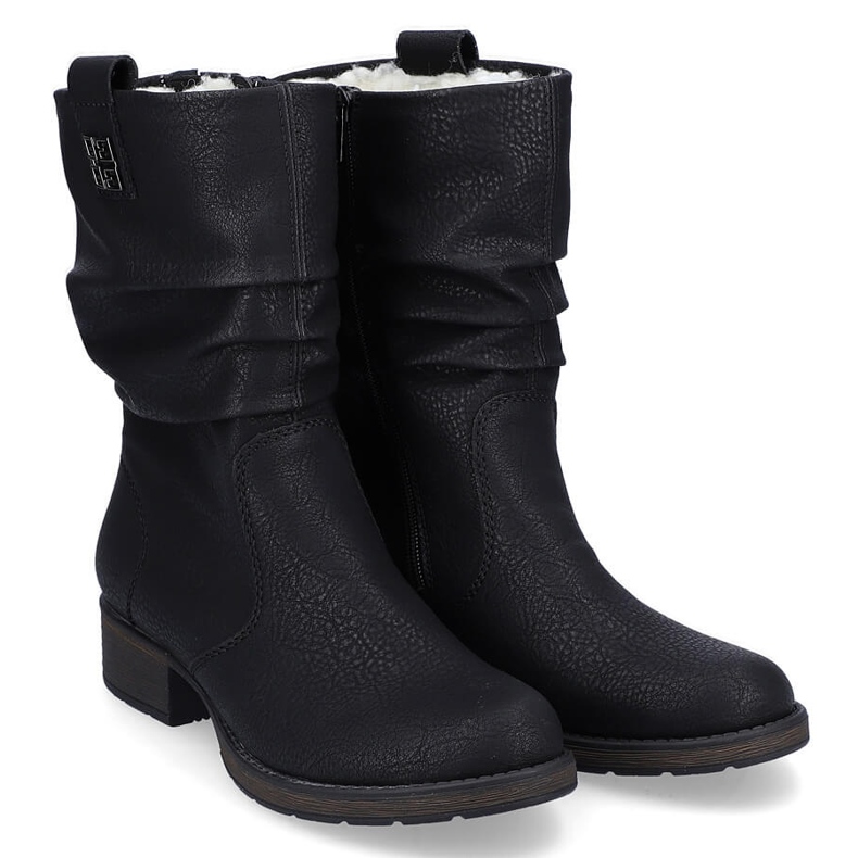 Botas negras de mujer con aislamiento de lana Rieker Z9583 negro 2