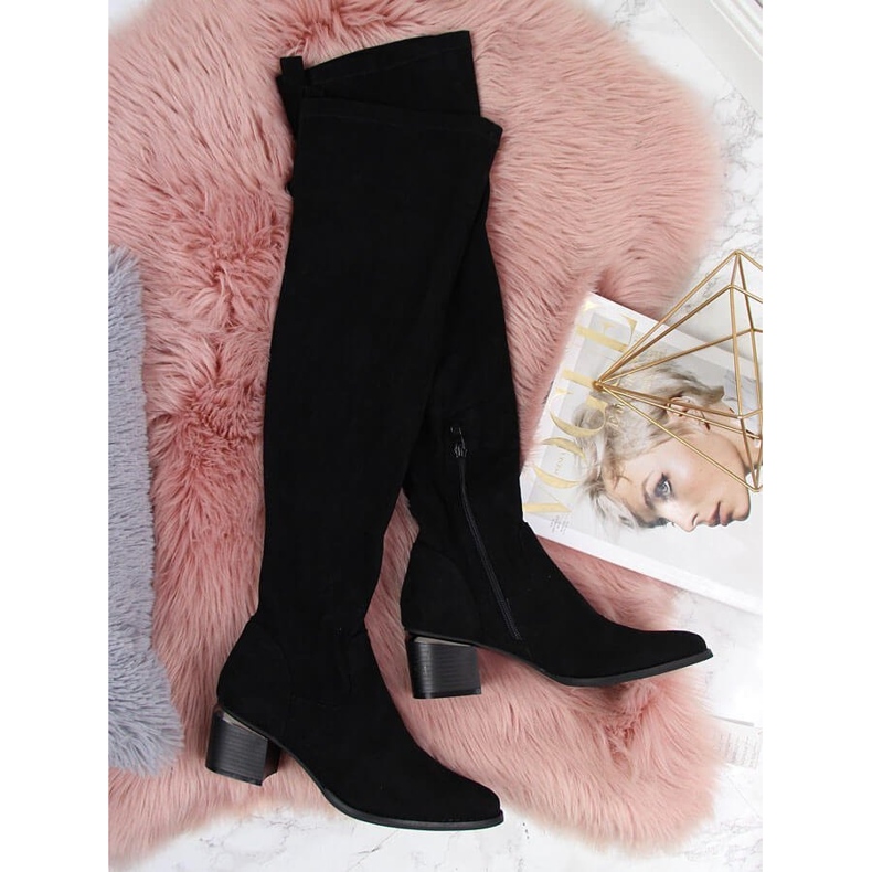 Botas mosqueteras mujer eVento de ante negro 1