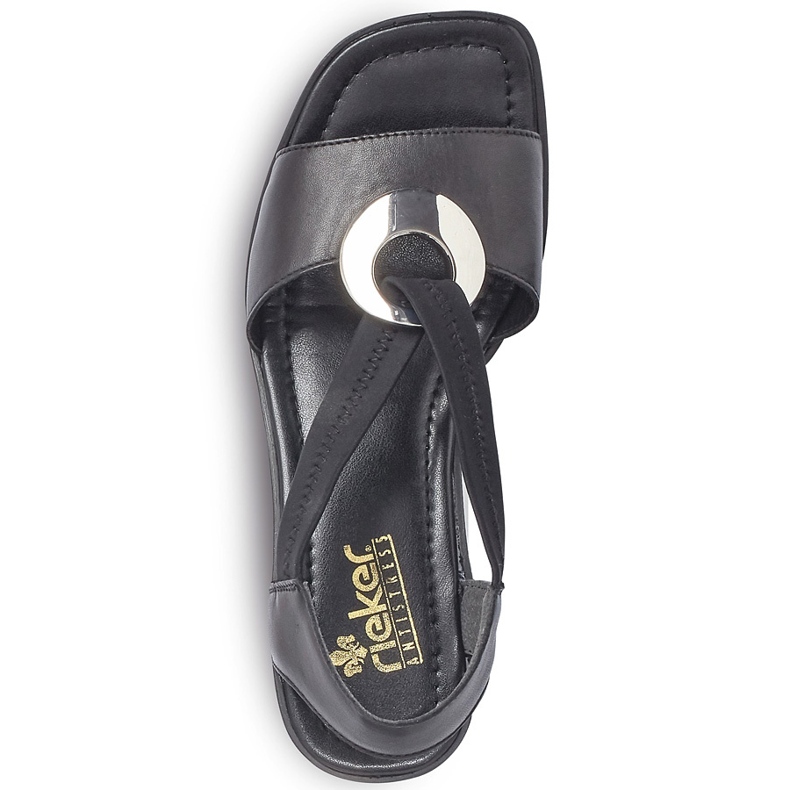 Sandalias mujer de piel con gomas negras Rieker 62662-01 negro 1