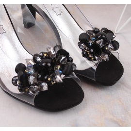 Sandalias de mujer transparentes con piedras Sabatina negras negro 3