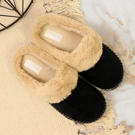 Zapatillas de estar por casa mujer Cloxx negras con pelo negro 3