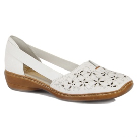 Zapatos mujer piel calada blanca Rieker 41356 blanco 8