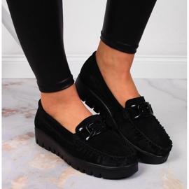 Mocasines de mujer en piel negra con plataforma Filippo DP3334 negro 6