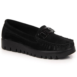 Mocasines de mujer en piel negra con plataforma Filippo DP3334 negro 1