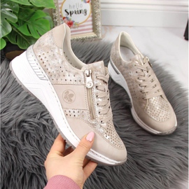 Zapatos cuña mujer Rieker N4327-80 beige 3