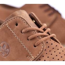 Zapatos marrones de piel calada para hombre Rieker 05226-24 marrón 3