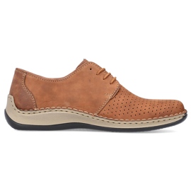 Zapatos marrones de piel calada para hombre Rieker 05226-24 marrón 12