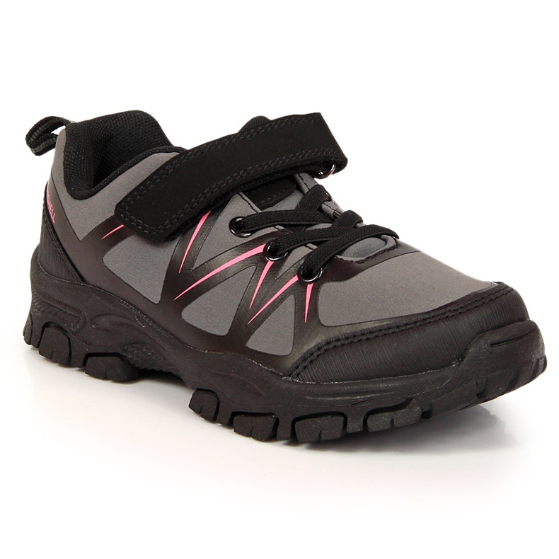 Zapatos de trekking para niños impermeables con cierre adhesivo gris American Club negro 2
