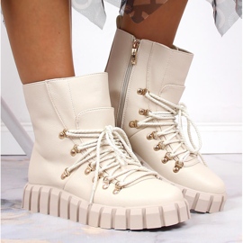 Botas cálidas de mujer con plataforma, beige Potocki WOL108B 7