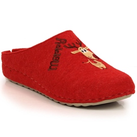 Cómodas zapatillas de casa de mujer con reno y muñeco de nieve Panto Fino KK267037 rojo 2
