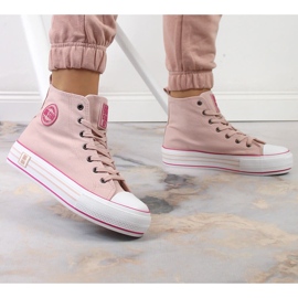 Zapatillas altas de mujer con plataforma rosa empolvado Big Star LL274186 rosado 6