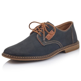 Zapatos hombre piel comodos azul marino Rieker 13439-14 3