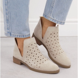 M. DASZYŃSKI Botas sin cordones de ante calado para mujer beige M.Daszyński SA62-102 2