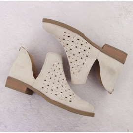 M. DASZYŃSKI Botas sin cordones de ante calado para mujer beige M.Daszyński SA62-102 6