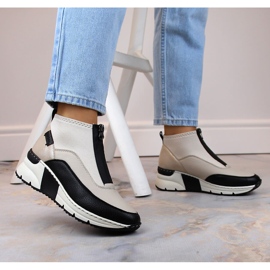 Sneakers mujer botines beige Rieker N6352-60 11