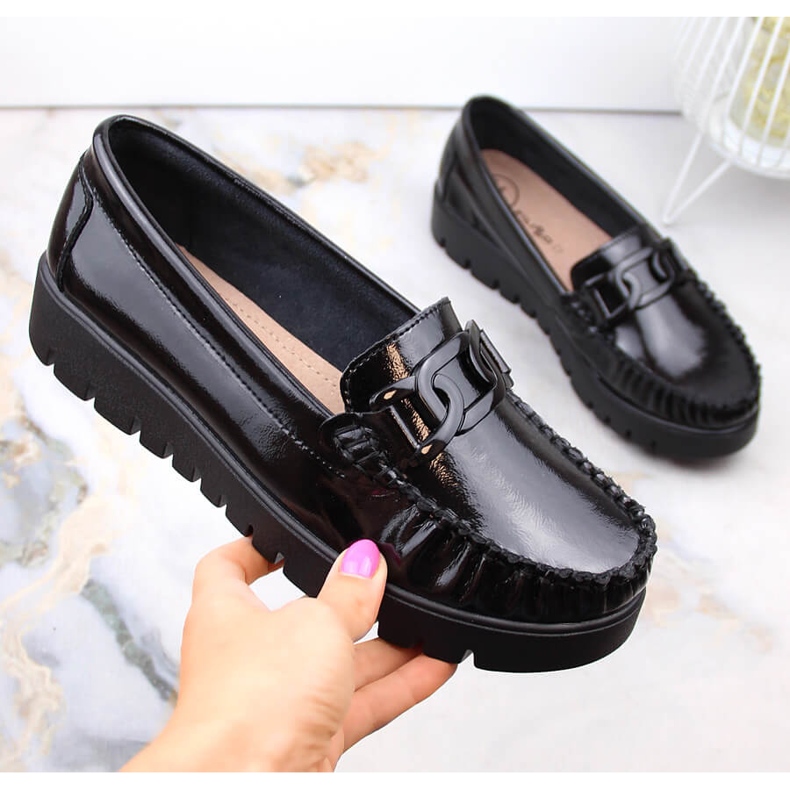 Mocasines de mujer de charol negro con plataforma Filippo DP3334 2