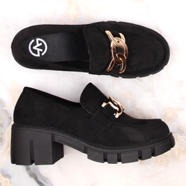 Mocasines de mujer de ante con tacón alto, negro Vinceza 7