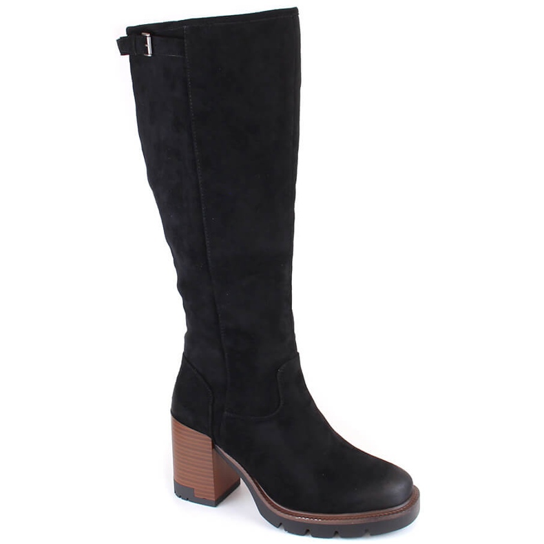 Botas de mujer de ante negro con tacón alto y plataforma, Vinceza 58106 1