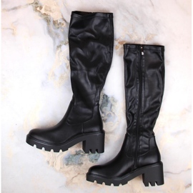 Botas de mujer con tacón y plataforma, elásticas, aislantes, negras Potocki SZ12267 negro 5