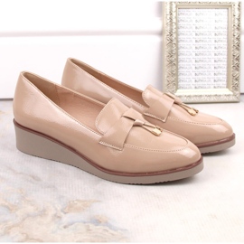 Zapatos cuña mujer slip-on, charol beige, Vinceza 58266 3