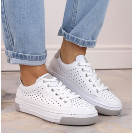 Deportivas mujer cómodas piel calada blanco Rieker L8849-80 14
